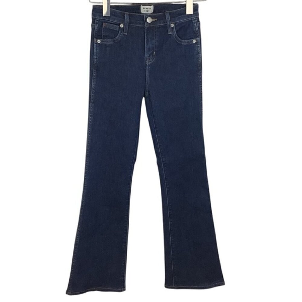 SUNDAY BEST LIGHTLY FLAIR LEG DARK DENIM JEANS 0